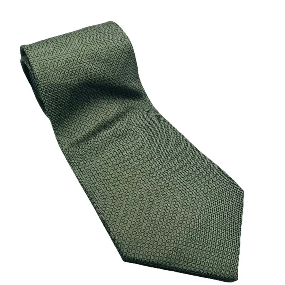 Bijoux Terner  Men’s Genuine 100% Silk Tie Rich Green Geometric Necktie Handmade - Picture 6 of 7